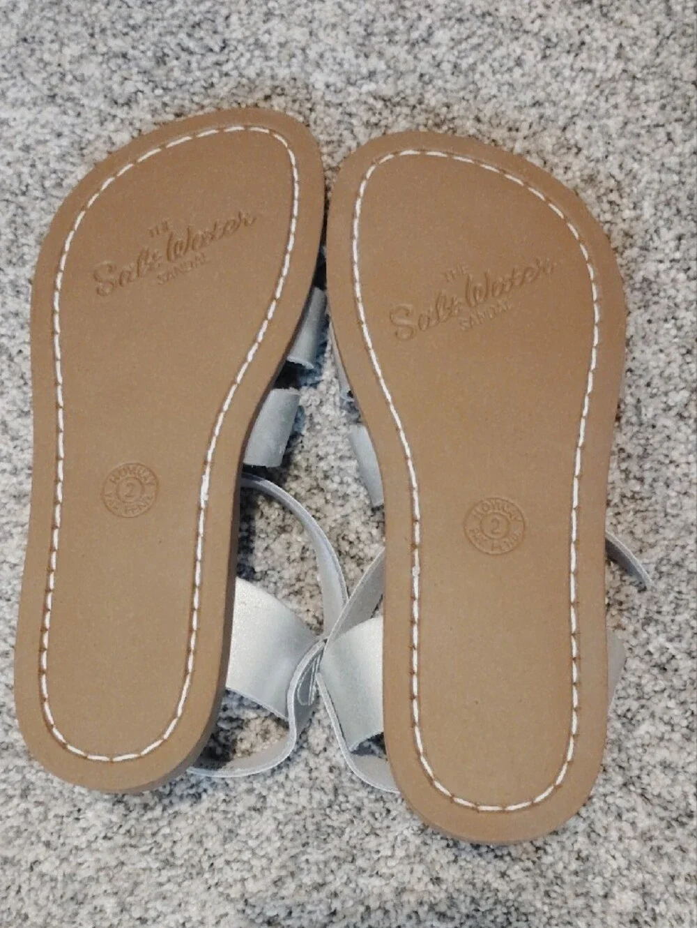 Salt Water Sandals by Hoy Silver Girls Strappy Leather Sandals